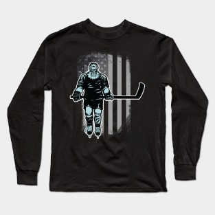 American Lion Hockey Player Long Sleeve T-Shirt